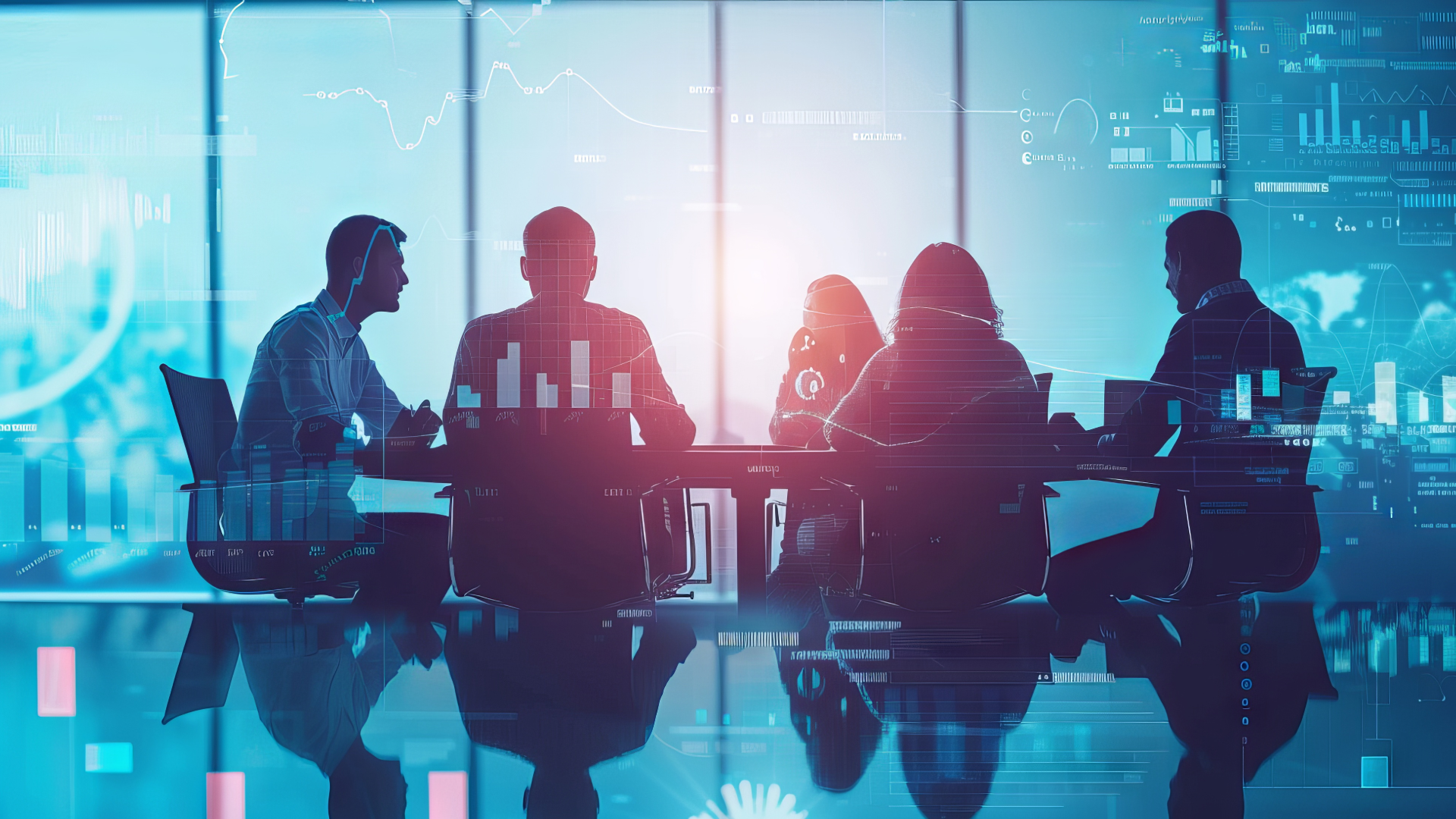 Leadership team collaborating in a digital strategy session